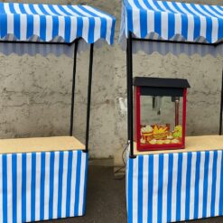 kompakter Marktstand bau weiß gestreift