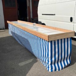 Maßkrugschieben/Bierkrugschieben – 6m Super Slide Bahn im blau-weißen Design