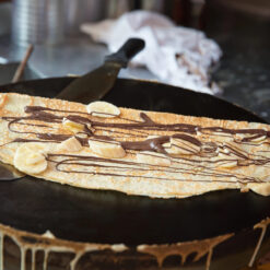 Profi Crepes Platte Gasbetrieben mit Schoko Banane Crepes